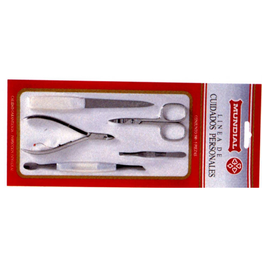 JUEGO 5 Piezas INSTRUMENTOS MANICURA MUNDIAL