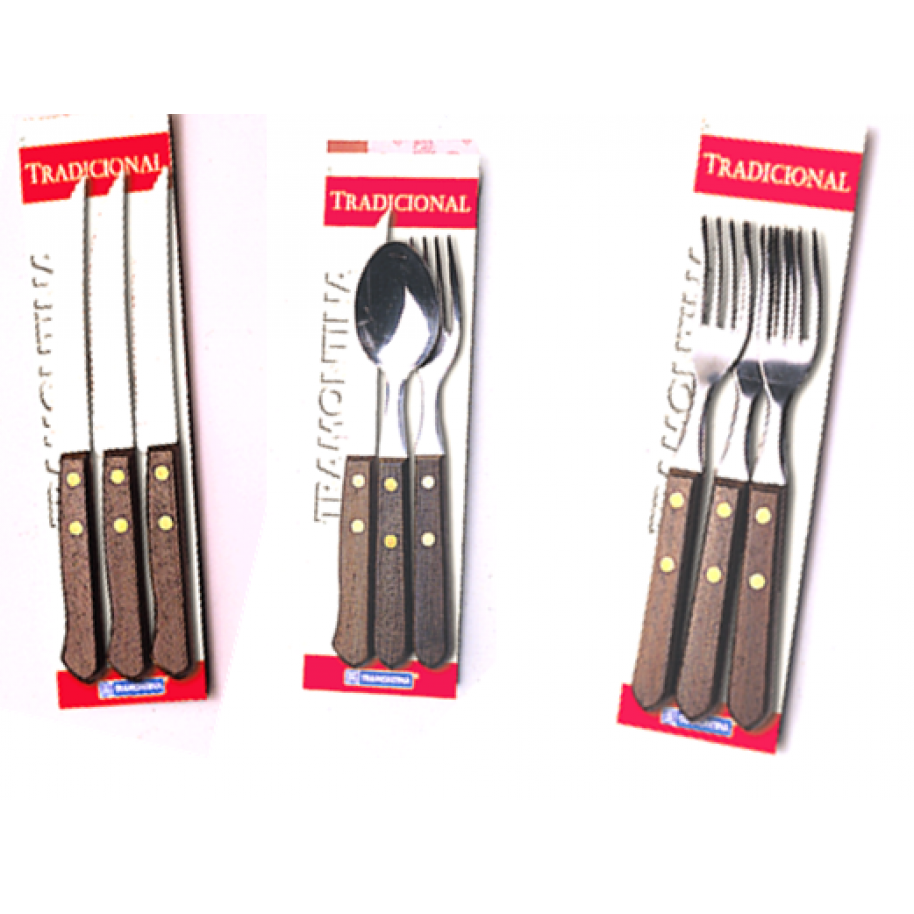 JUEGO 3 CUCHILLOS TRAMONTINA MADERA