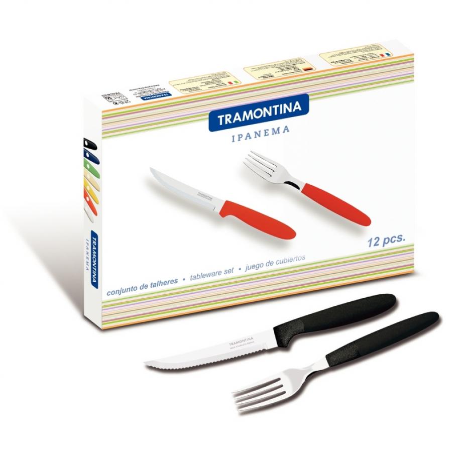 JUEGO 12 CUBIERTOS TRAMONTINA IPANEMA NEGRO