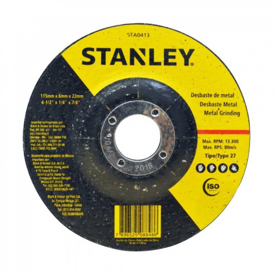 DISCO DESBASTE METAL STANLEY 115 x 6.4 mm