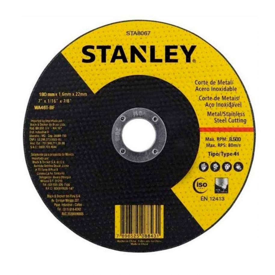 DISCO DE CORTE METAL STANLEY 180 x 2.0 mm