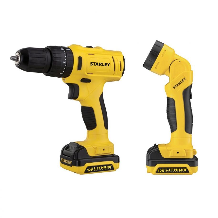 KIT TALADRO INALAMBRICO STANLEY+LINTERNA