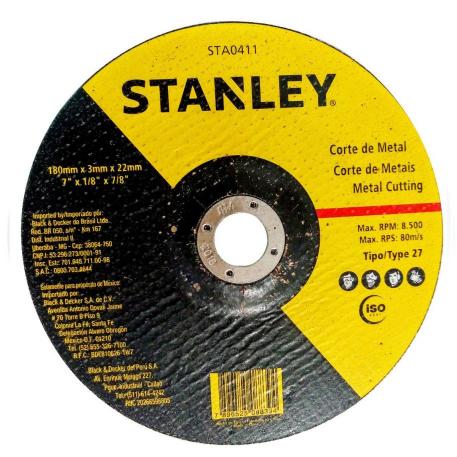 DISCO DE CORTE METAL STANLEY 180 x 3.2 mm