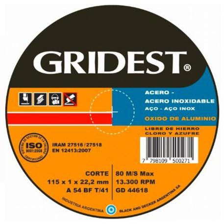 DISCO DE CORTE GRIDEST 115 x 1.0mm