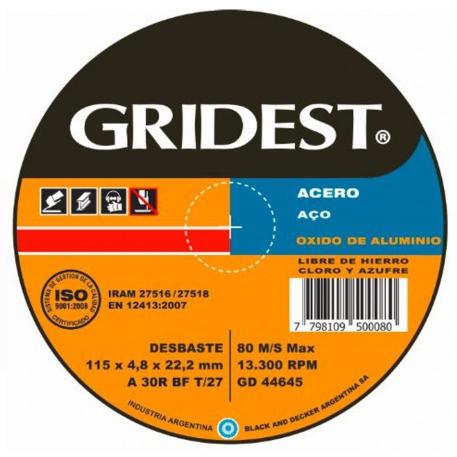 DISCO DE DESBASTE GRIDEST 115 x 4.8mm