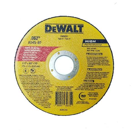 DISCO DE CORTE DEWALT 115 x 1.6mm